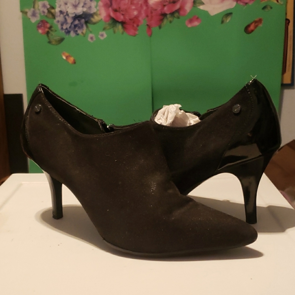 Black Calvin Klein Pointed Ankle High Boot Heels